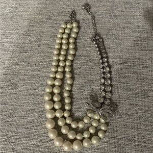 Kate Spade Cream Pearl and Silver Crystal Necklace